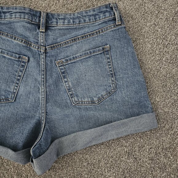 WILD FABLE super high-rise SHORTS rolled cuff DISTRESS cotton SPANDEX - Picture 7 of 8